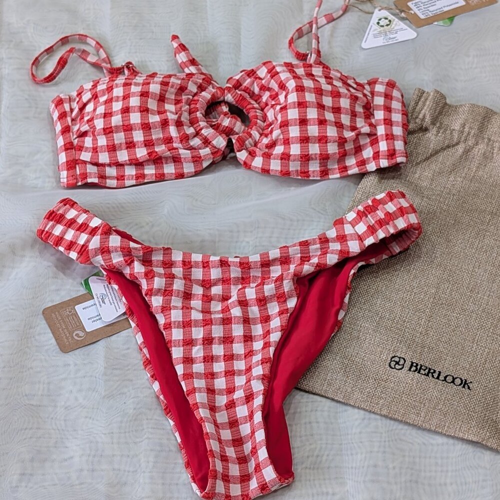 Red Checkered Bikini Set